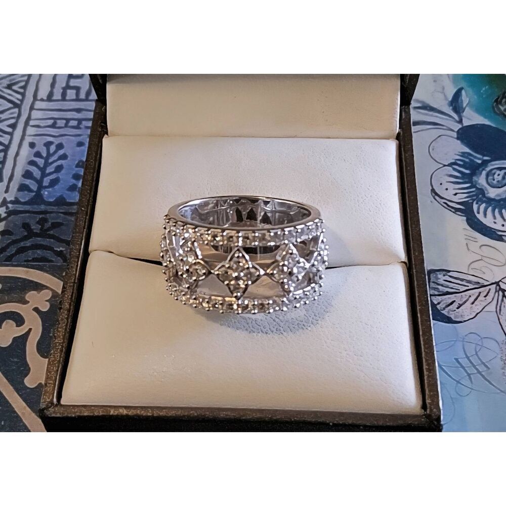Gorgeous New 1.15 Ct. Genuine Diamond Art Deco Wide Band Ring Sz 8